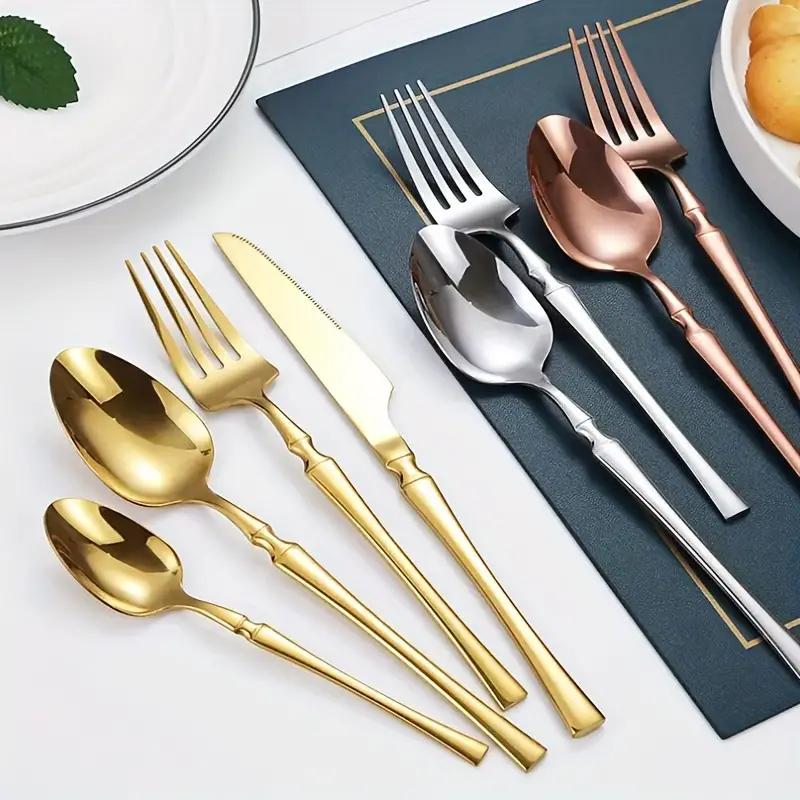 4/6/16/24pcs Stainless steel cutlery Small waist set Gold luxury cutlery Kitchen items include a knife, fork and spoon