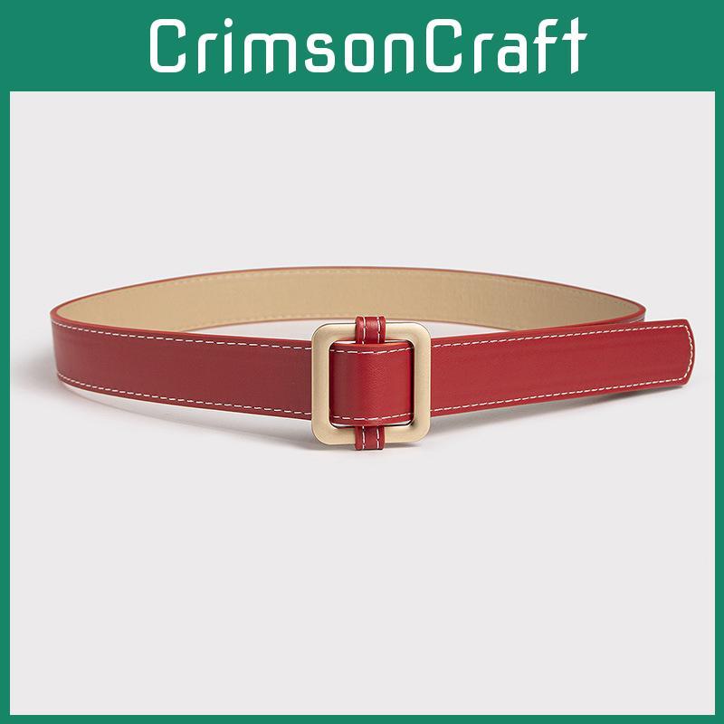 Womens Black Faux Leather Belt With Square Buckle And Polished Finish For Casual Outfits