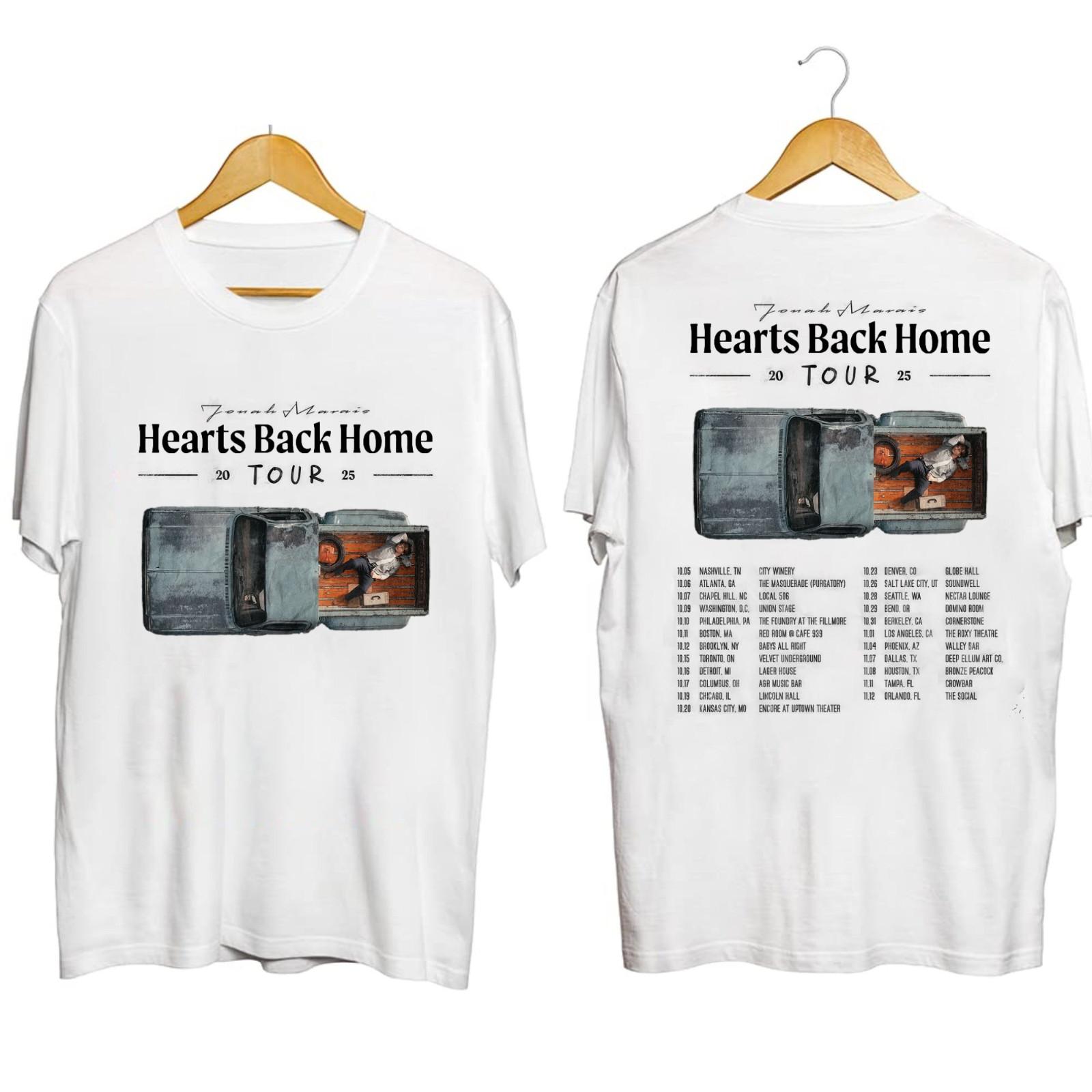 Jonah Marais Hearts Back Home Tour Shirt -whiteSize S-5XL Fans gift All Size S
