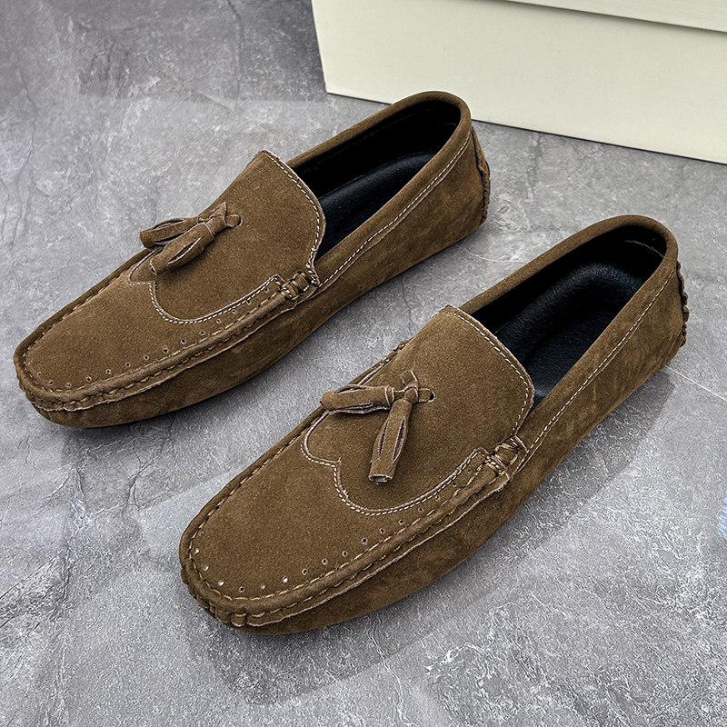 Big Size 38-48 Yellow Leather Men's Casual Shoes Soft Comfort Suede Loafers Man Fashion Slip-on Men Flat Shoes Mocasines Hombre
