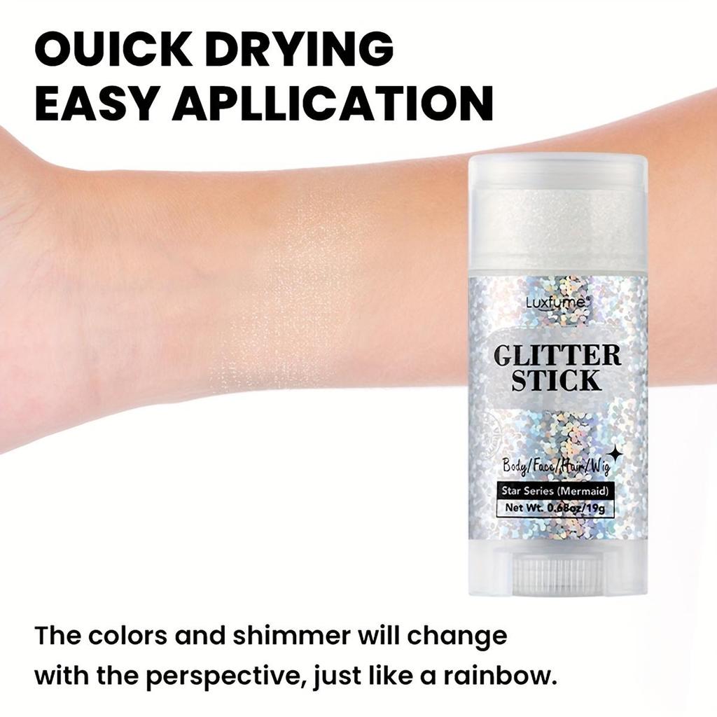 Silver Glitter Stick, Christmas Party& Rave Makeup, Long-Lasting, Easy To Remove, Perfect for Face& Hair& Body-16g
