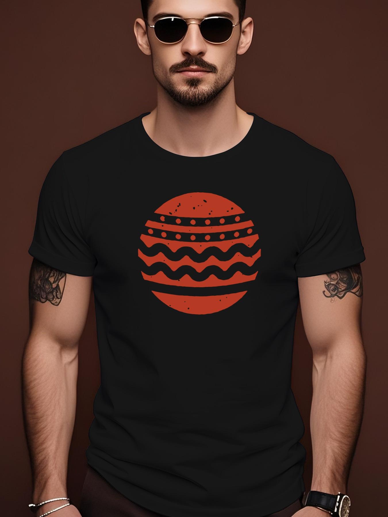 Summer Casual Crew Neck Tshirt with Fun Pattern - Red S
