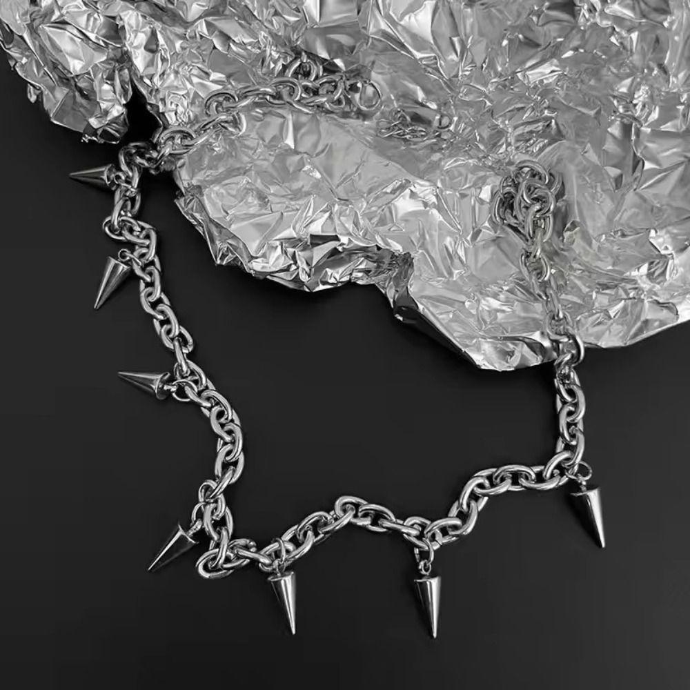 Cone Pendant Choker Necklace Titanium Steel Twisted Necklace Rock Stud Necklace  For Lovers