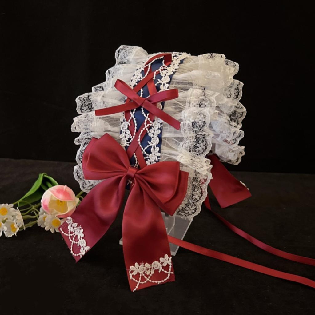 Gothic Ruffled Lace Bowknot Headdress Cosplay Hair Accessories for Maid Girls Sweet Headband Sweet Party Accessories