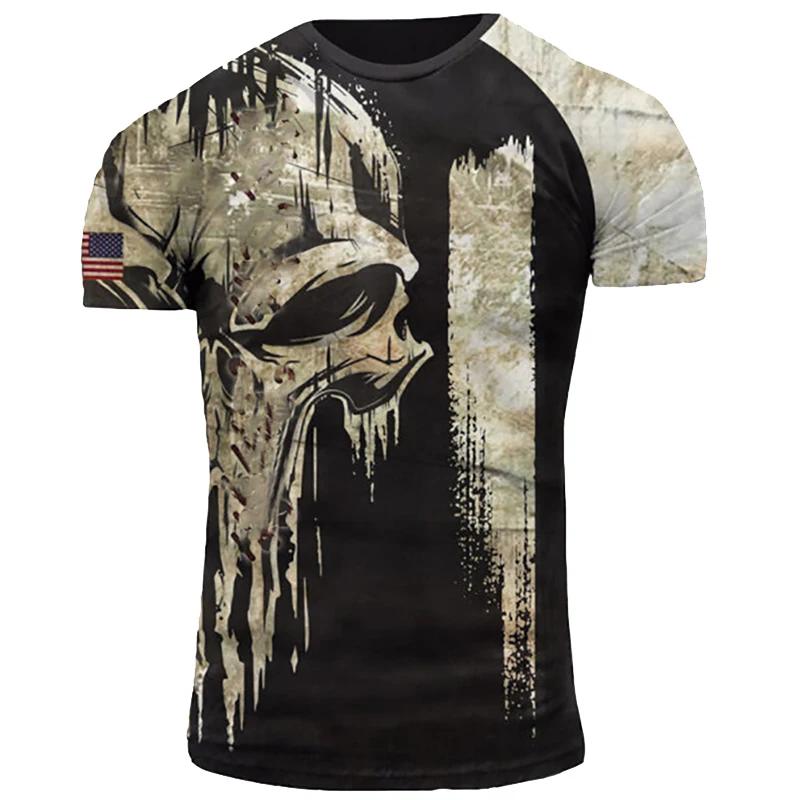 T Veteran Usa Us Army Shirt For Men Clothing Combat Military Camouflage Tshirt 3d Skull Printed Short Sleeve Olive Beige Tshirt