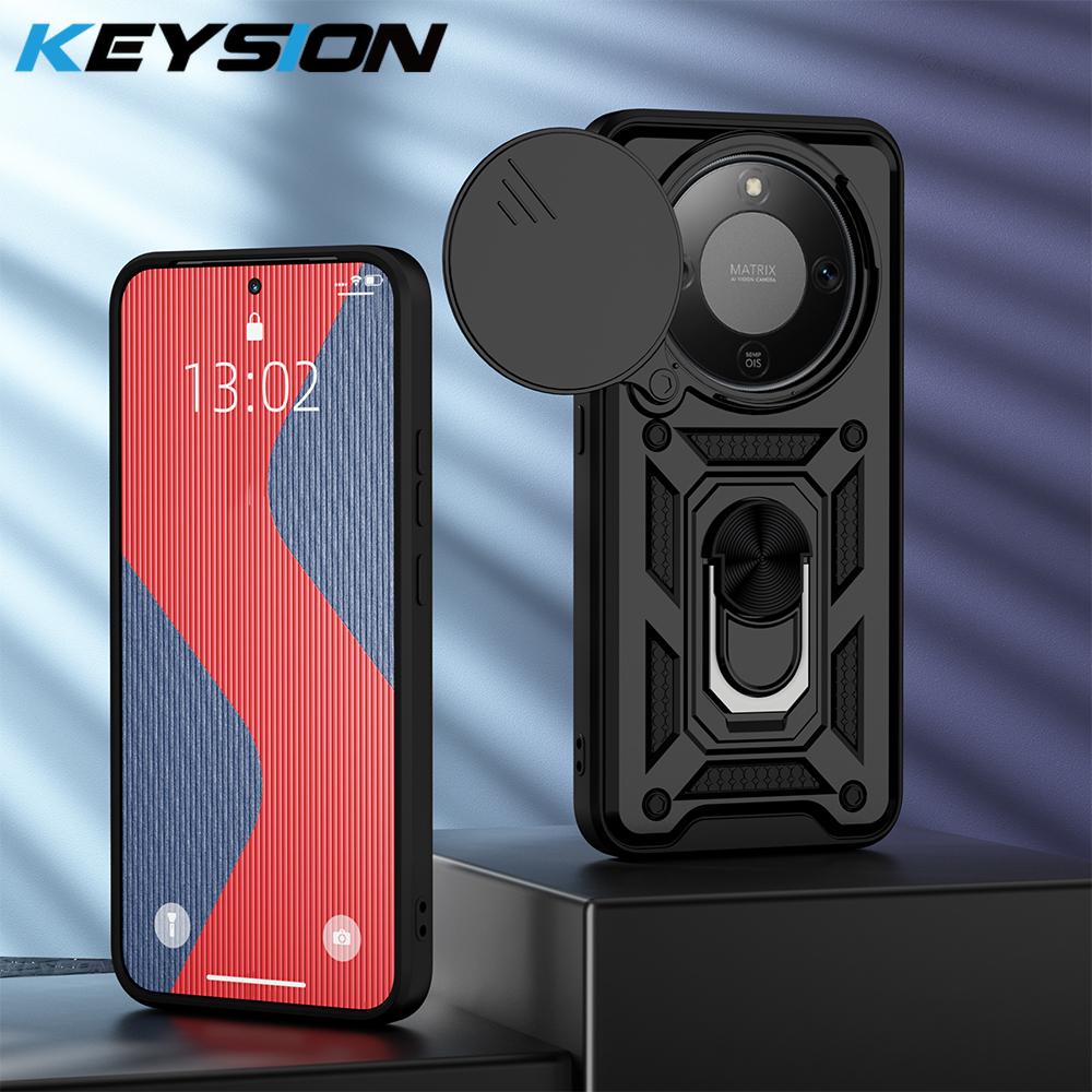 

KEYSION Shockproof Case for HONOR X9d 5G Slide Camera Lens Protection Metal Ring Stand Phone Cover for Huawei Magic 8 Lite 5G for Honor X9d