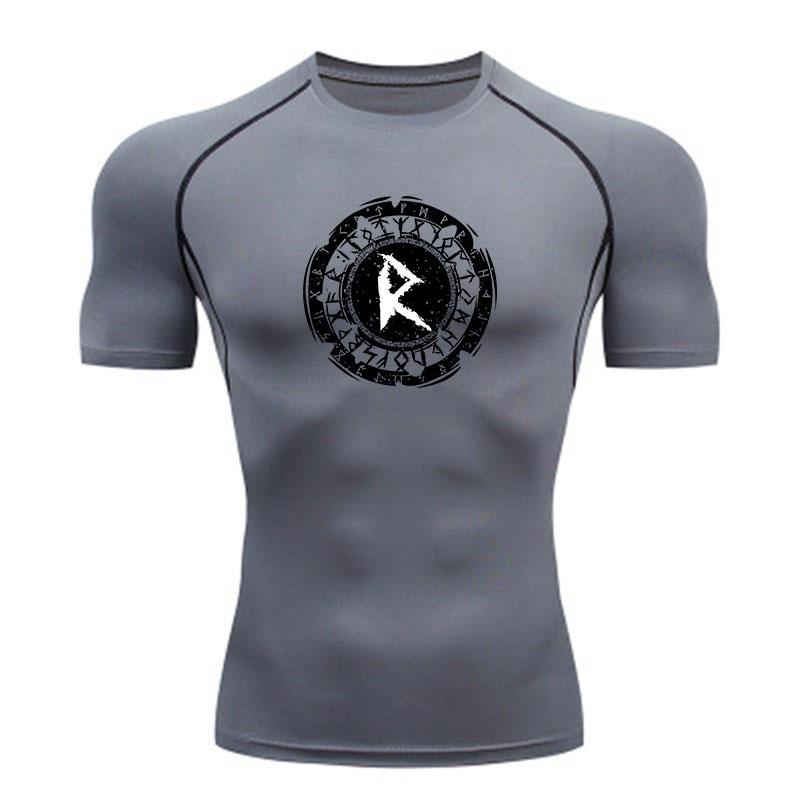 Men's Compression Workout T-Shirt, Vintage Norse Rune Wheel