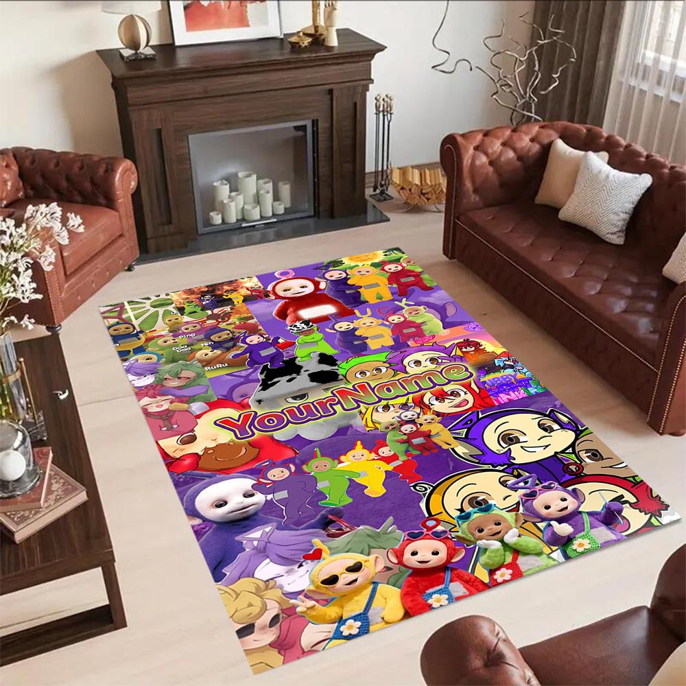 Teletubbies Customized Name Floor Rug Office Rug Design for Game Room Dining Room Balcony Outdoor Anti-slip Rug Anime Office Decor