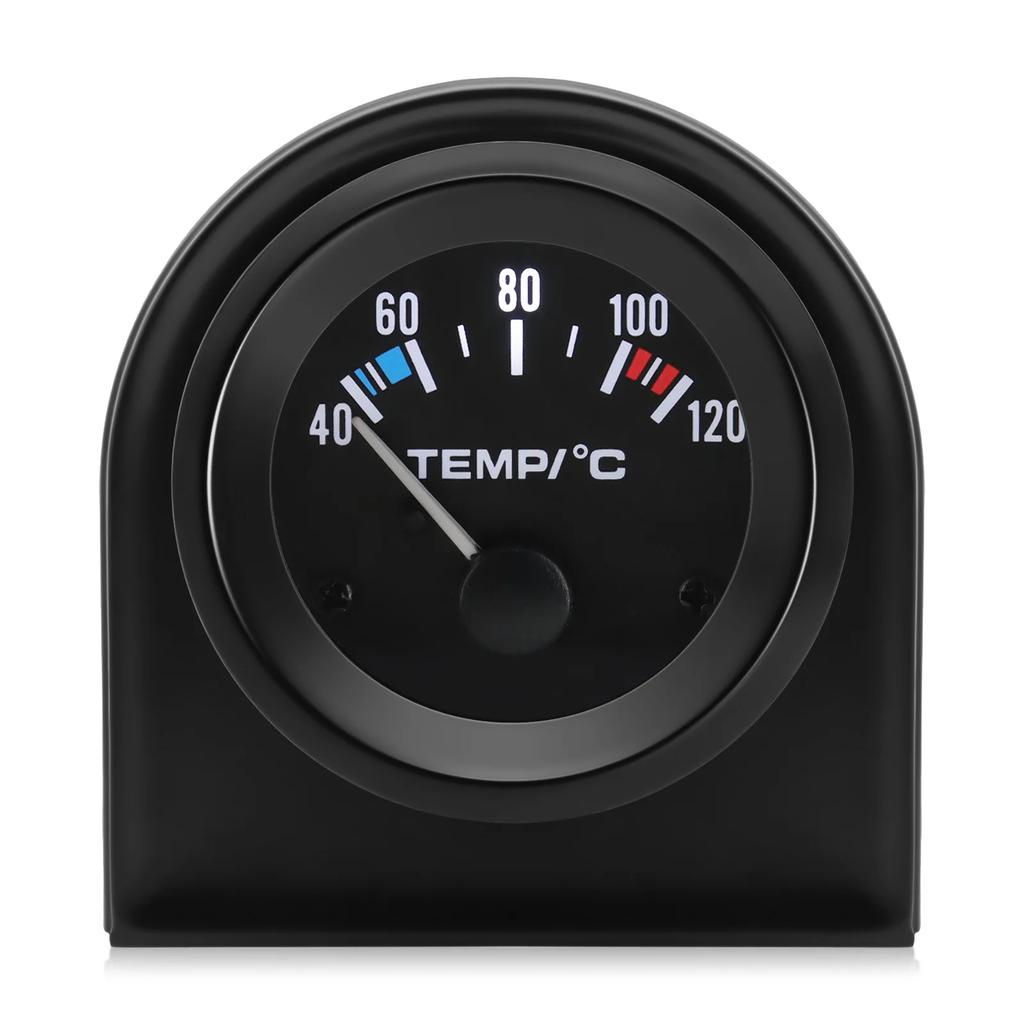 40~120 Celsius Water Temp Gauge 52mm Temperature Meter With 1/8NPT Sensor 12V Auto Instrument Black Shell