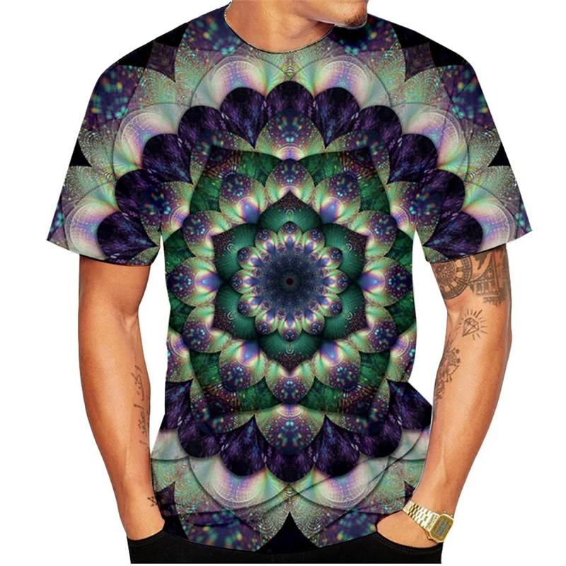 Colorful Kaleidoscope Pattern T-Shirt For Men Bohemia 3D Printed Tees Summer Casual