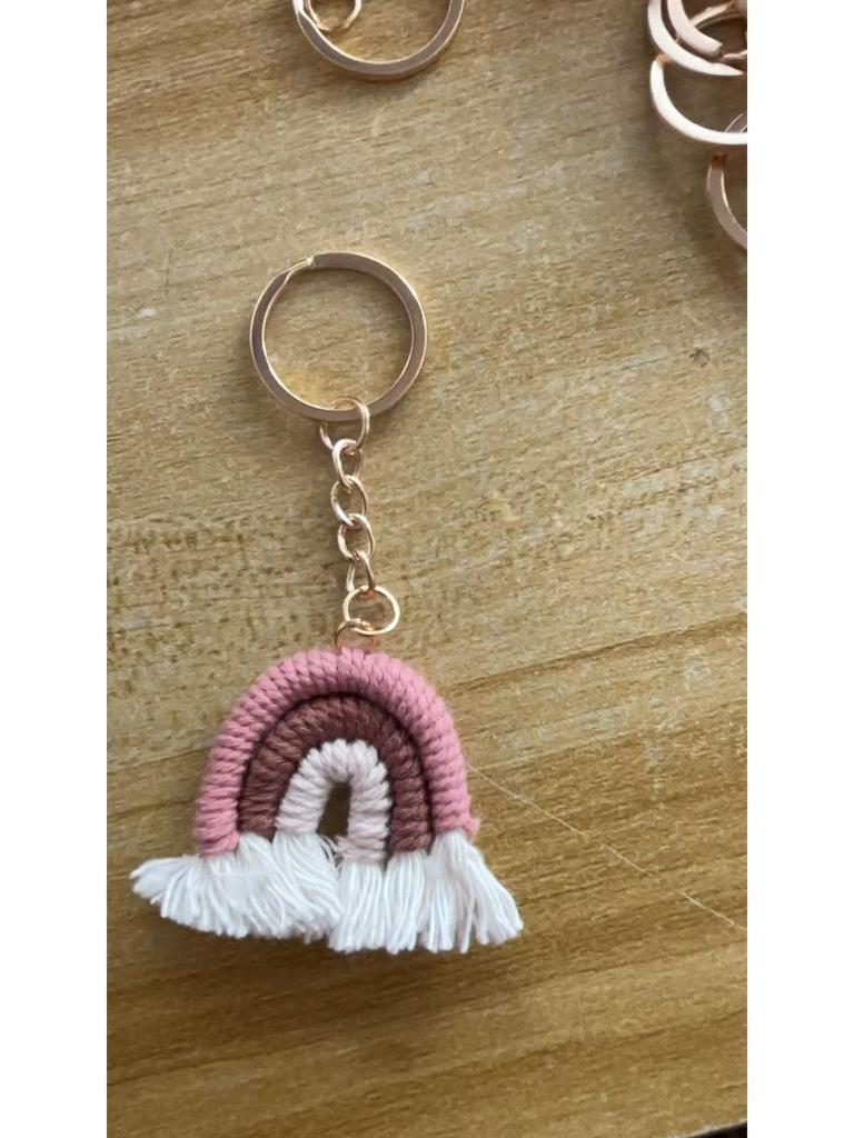 Handmade Rainbow Knit Keychain Pendant - Fashionable Woven Accessory