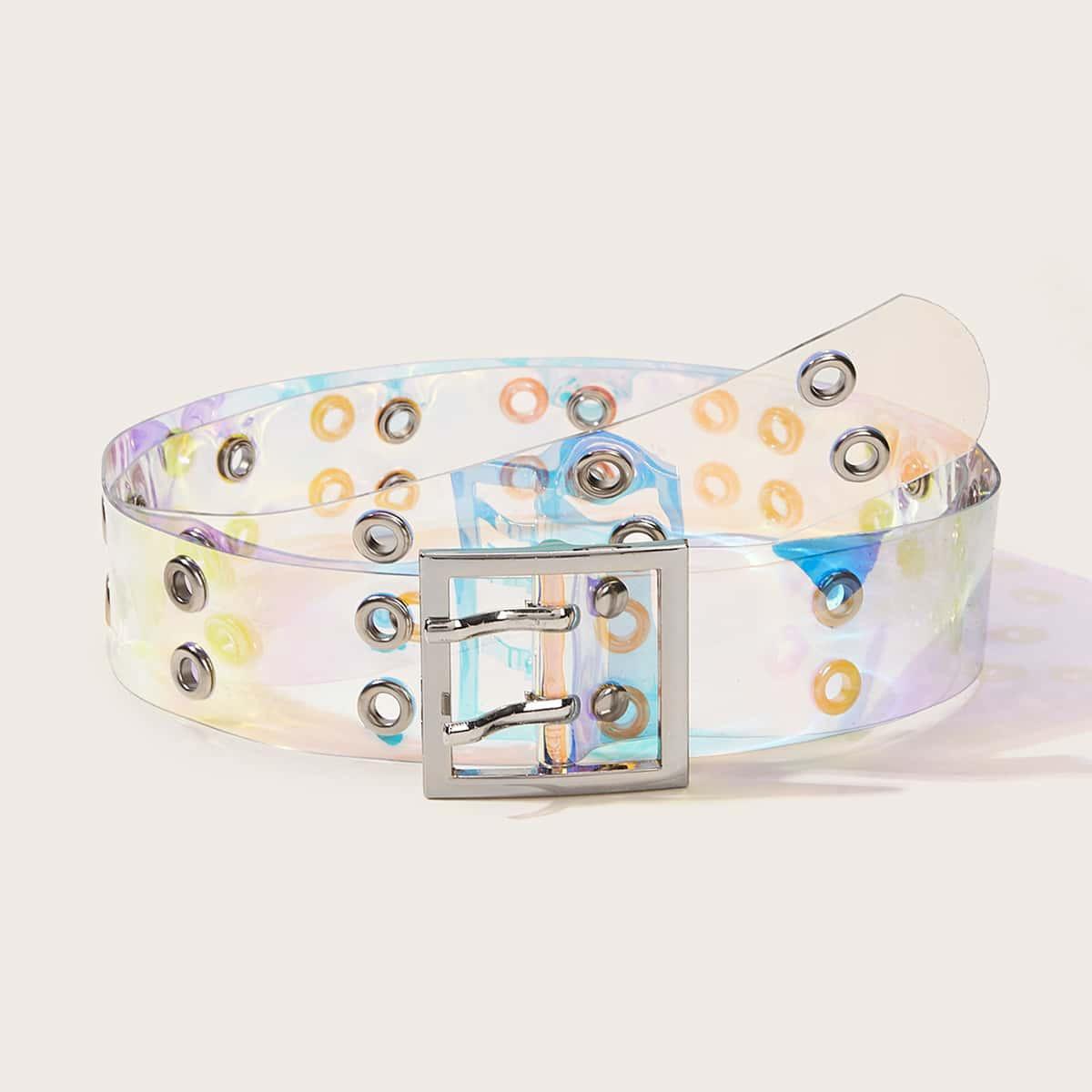 

Новый двойной выхлоп Глаза Прозрачный Фэнтезийный цвет ПВХ Двойная игла Летняя мода Женская Внутренние продажи Молодой пояс 100cm