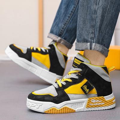 New High-top Non-slip Shoes for Men Splicing Fashion Trend Street Youth Students Outdoor Cushioning Casual Shoes