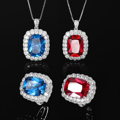 Joias Base de Cobre Banhado a Ouro Simulação Corindo Cor Tesouro Temperamento Conjunto Feminino 12 * 16