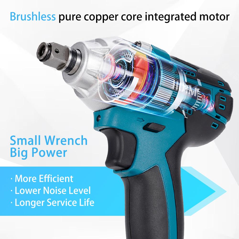 1/2 Inch Brushless Electric Impact Wrench 380 N.m Cordless Screwdriver Compatible Electric Wrench Power Tools For Makita Battery