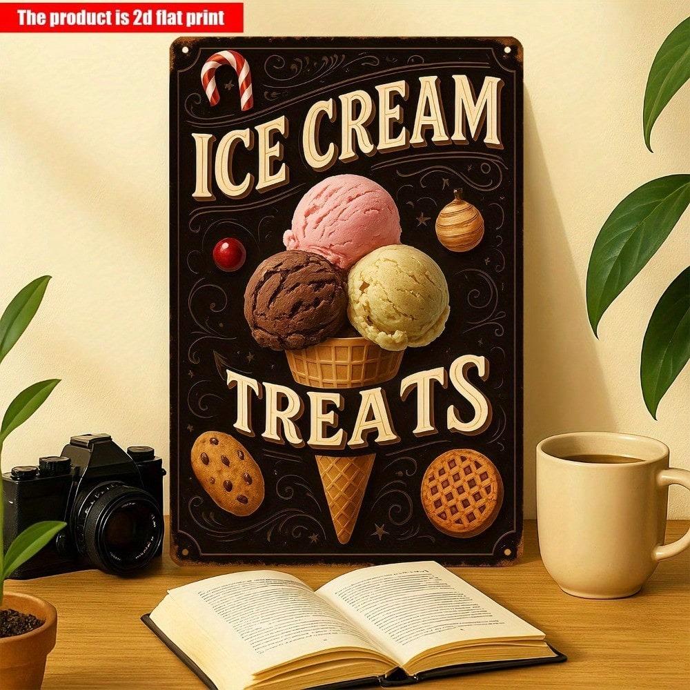 Vintage Ice Cream Metal Sign Wall Decor For Kitchen Cafe Bar