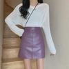 Green High Waist Leather A-Line Mini Skirt - Versatile, Hot Autumn/Winter 2023 Women's Fashion