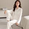 1011 Spring and Autumn New Ink Painting Fashion Loose Pajamas Cardigan Women's Simulation Silk High-end Homewear