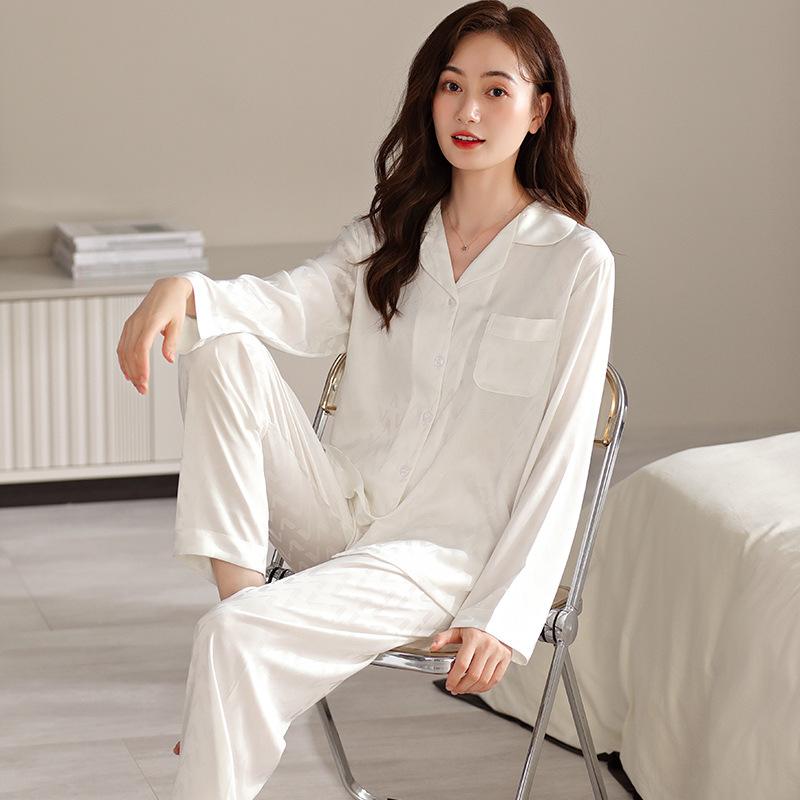 1011 Spring and Autumn New Ink Painting Fashion Loose Pajamas Cardigan Women's Simulation Silk High-end Homewear