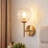 Wall Sconce - NETTLIFE - Globe G9 - Textured Glass Lampshade - G9 40W Socket - Gold Metal Structure