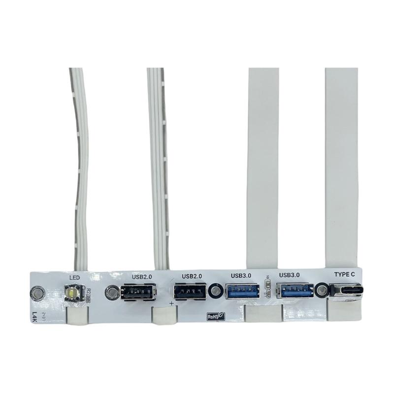 

Передняя панель расширения ввода-вывода для корпуса ПК, 5 портов USB Type C 20G, светодиодные переключатели, аксессуары для настольного компьютера белый