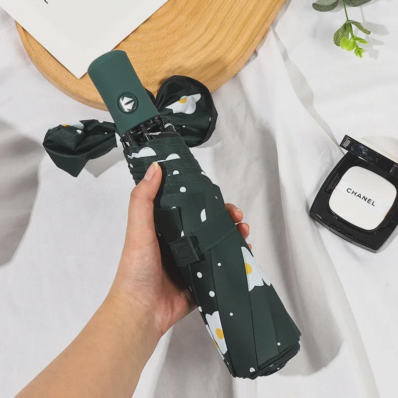 Automatický kreslený slunečník odolný proti UV záření a větru: Velký dvouúčelový slunečník a deštník pro ženy a studenty.