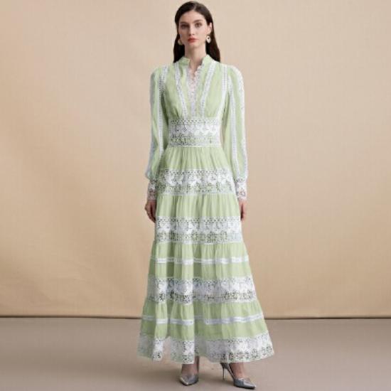 Dresses for Women Fashion Long Sleeve Stand Collar Women Dress Hollow Out A-LINE Dress Women Dresses