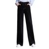 UQQA Corduroy Bottoms with Elastic Daily Office Comfortable for Moms and Size L Women's Pants, Fall/Winter, Fleece-Lined, Warm, Cold-Wearing Waist,