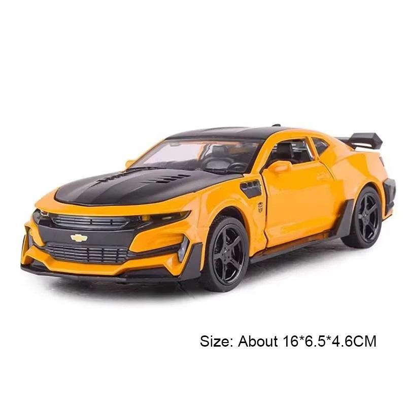 Scale 1:32 C2 Camaro Car Model Toy Metal Body Rubber Tires Sound Light Pull Back Simulation Models Toys for Kids' Edutainment
