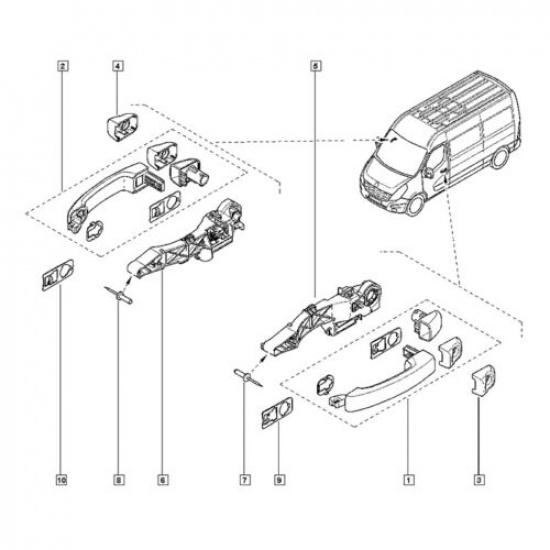 Exterior Sliding Door Handle All Doors For Renault Master MK3 10-2016 806073022R