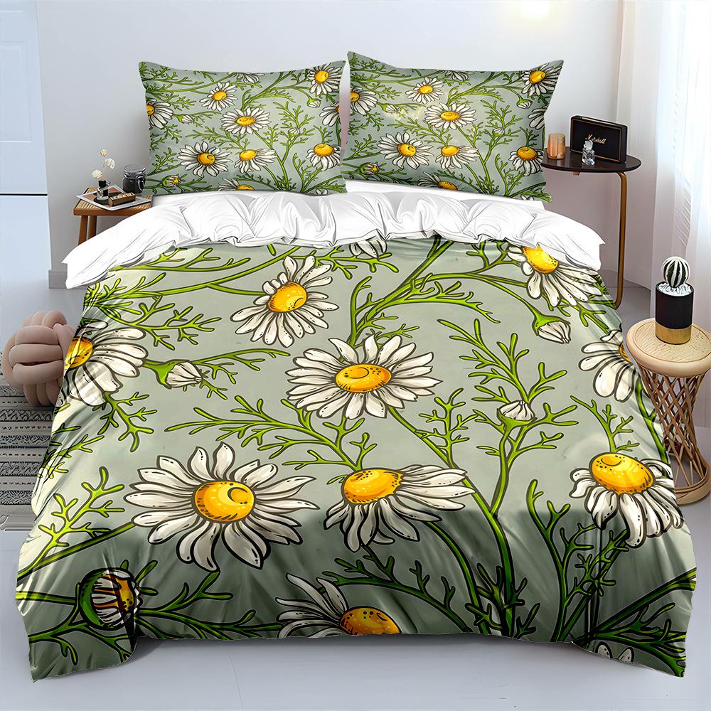 Daisy Pattern Background Print Soft Comfortable Duvet Cover Bedding Set Included 1*Duvet Cover 2*Pillowcases Luxury gifts