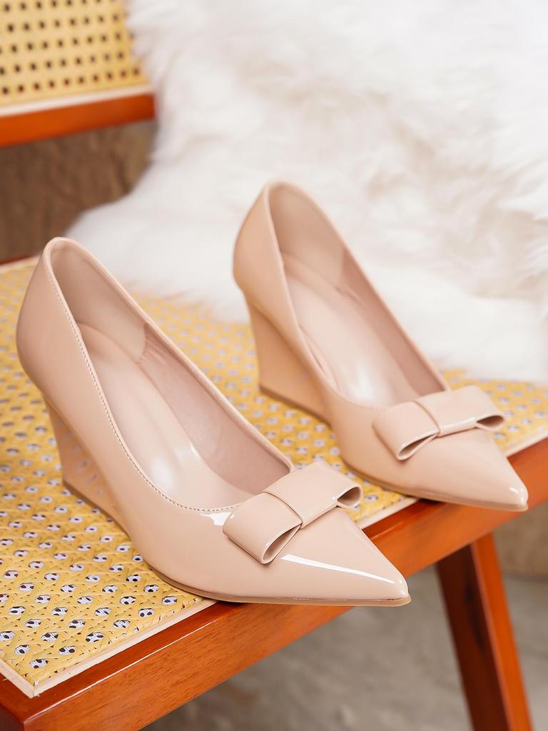Women's Spring/Autumn Wedge Heel Stilettos - Chic Bow-Accent Versatile Pumps