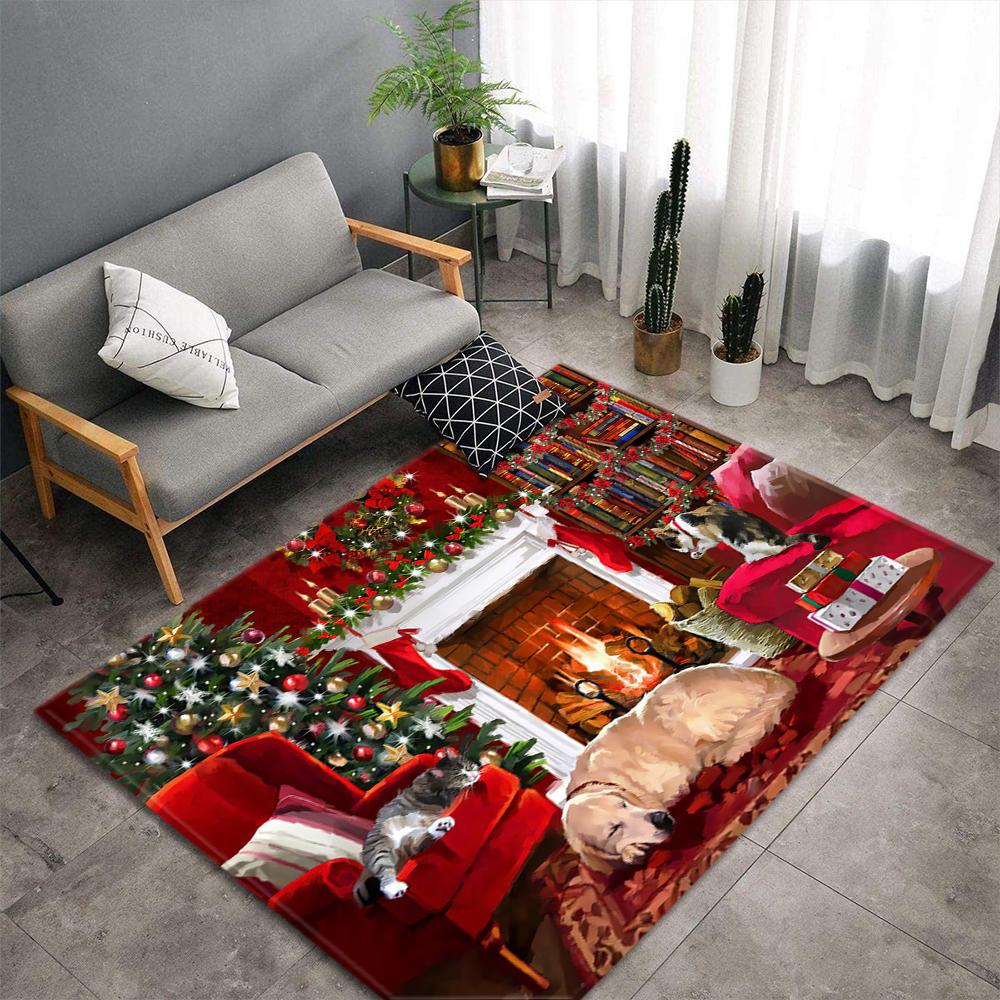 Christmas Living Room Carpet New Year's Child Rug Snowman Santa Claus Floor Mat Kitchen Bedroom Area Rug Non-slip Doormat