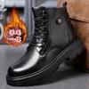 First Layer Cowhide Martin Boots Men's Genuine Leather Winter Fur Integrated Men's Boots Casual Wool Men's Leather Boots High Top Men's Shoes