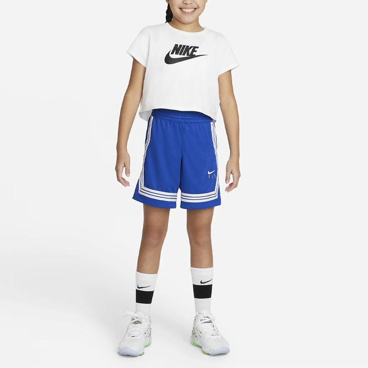 Nike Kids Fly Crossover Logo Color Block Breathable Sports Basketball Shorts Kids shorts Blue DA1086-480