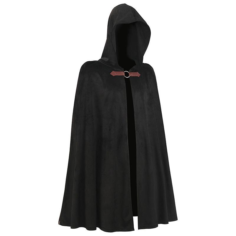 Halloween Men's Hooded Cape Medieval Vampire Shawl Pirate Robe Old Ranger Costume