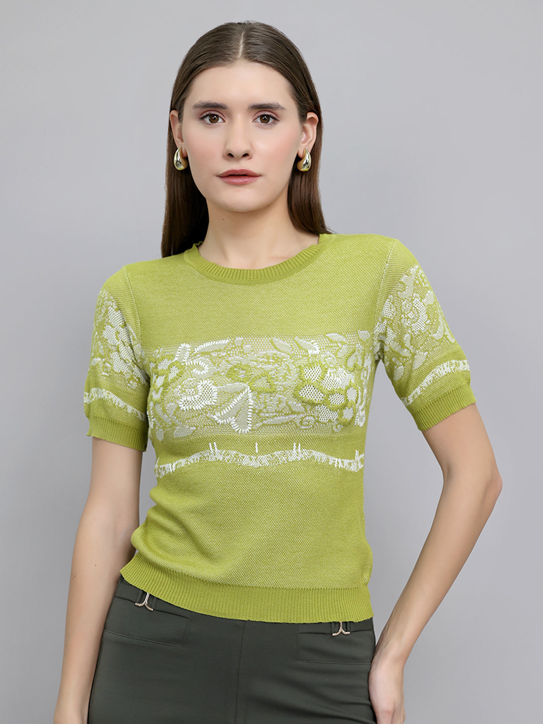 Monte Carlo Women Regular Fit Green Top S зелёный