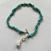 Vintage Irregular Stone Bead Necklace for Women Temperament Irregular Imitation Pearl Pendant Adjustable Clavicle Chain Jewelry