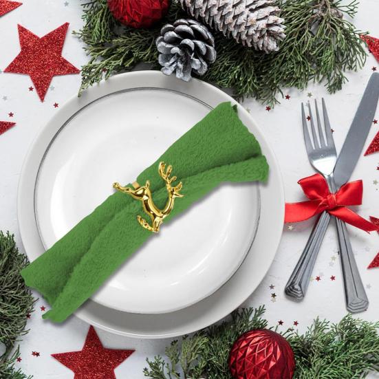 Yousheng Christmas Napkin Rings Alloy Snowflake Elk Tree Napkin Holders Decorative Napkin Rings for Holiday Dining Table Decoration