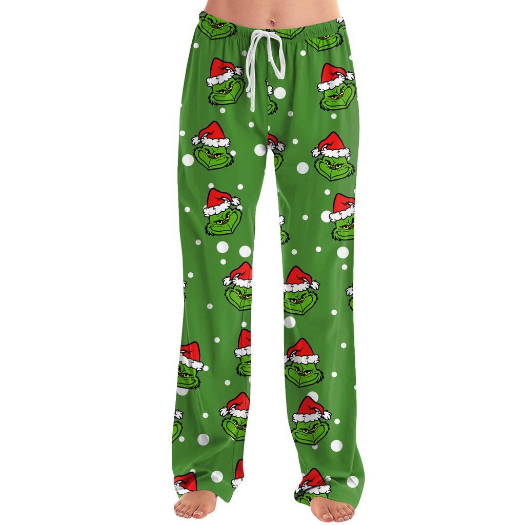 Damen Pyjamahose Nachtwäsche Lässige Hose mit Kordelzug und elastischer Taille Bequeme gerade lockere Yogahose