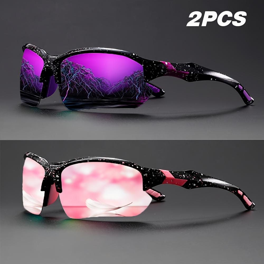 2PCS High Value Sets Women's Half Frame Fashion Glasses Colorful Coating Starry Sky Purple Dreamy Pink Lenses