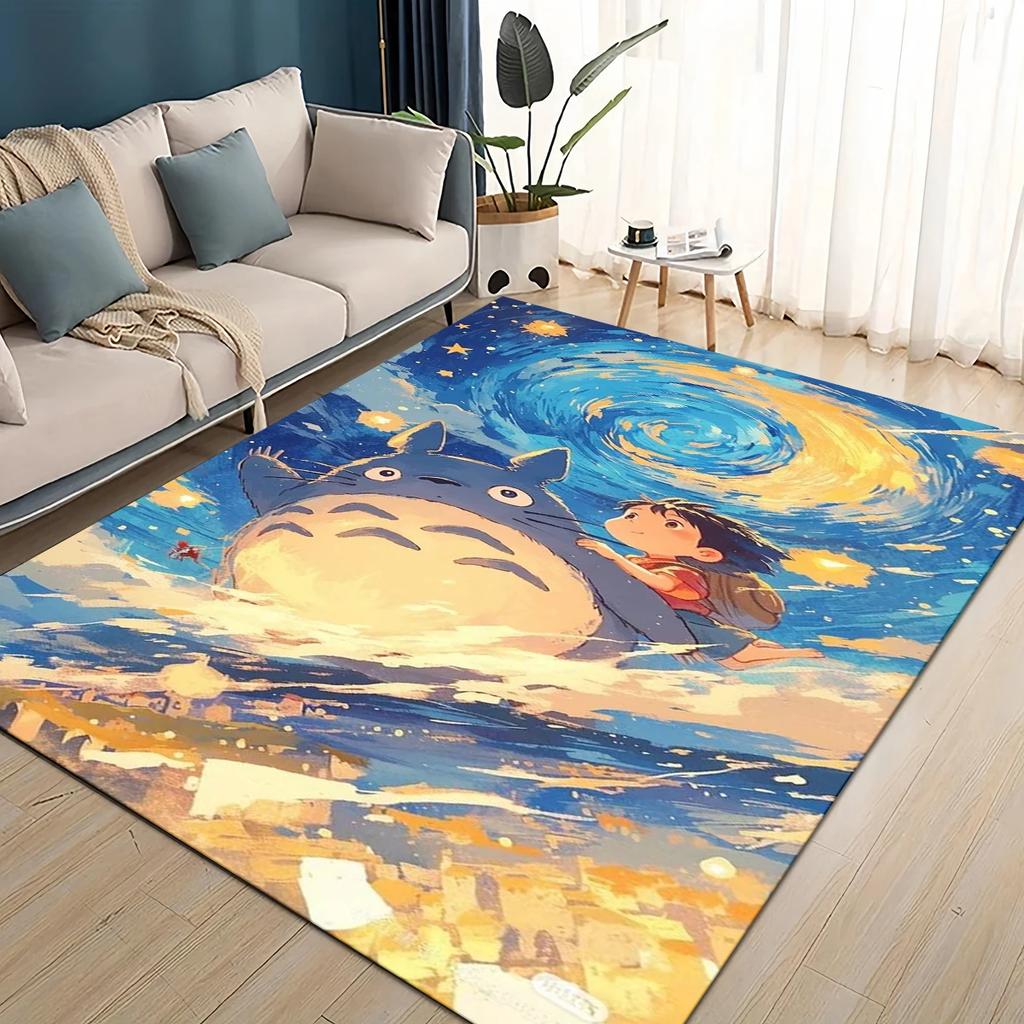 3D T-Totoros Cartoon Area Rug,Carpet Rug for Living Room Children's Bedroom Sofa Doormat Decor,kids Play Non-slip Floor Mat