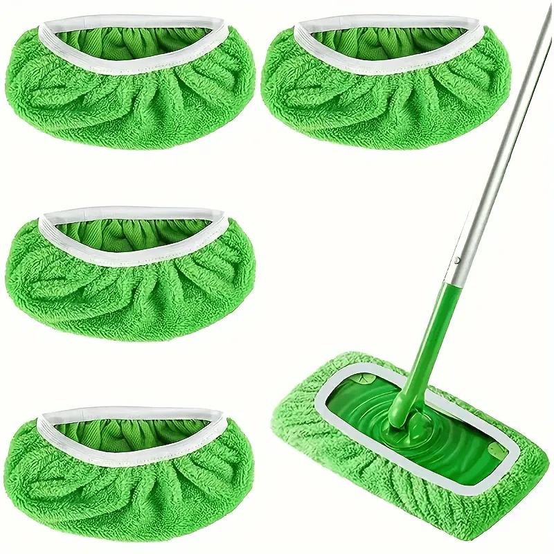 4pcs Premium Reusable Mop Replacement Pads: Washable, Durable, High Absorption for Dry & Wet Cleaning