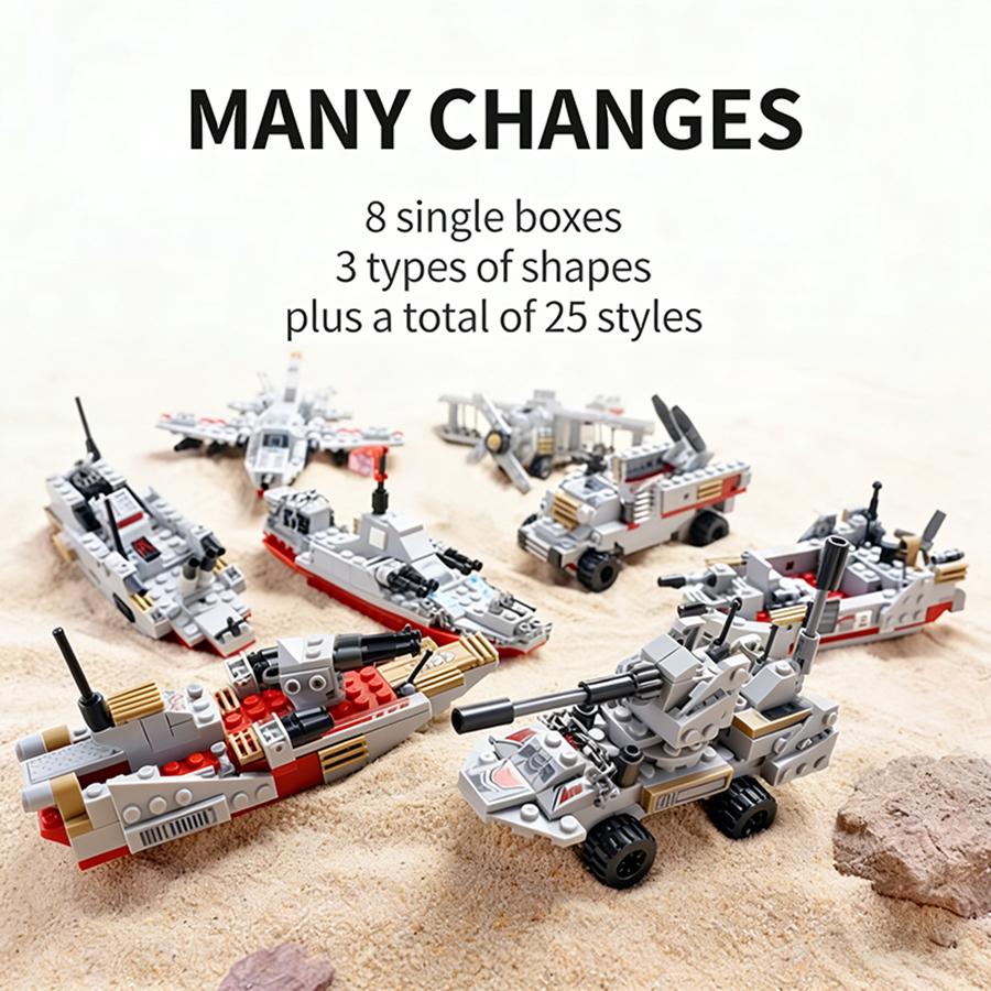 1000+Pcs Navy War Chariot Ship Army Boat Plane Model Warships Building Blocks City Children Toys for Boy