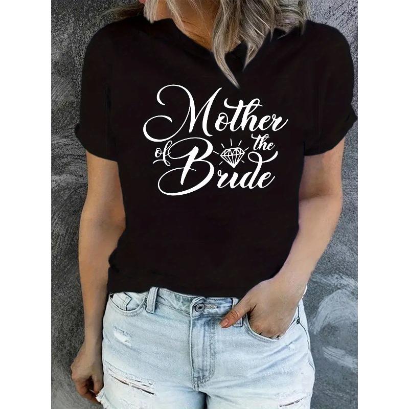 

Letter Print T-shirt, Short Sleeve Crew Neck Casual Top for Summer & Spring, Women s Clothing 4XL чорний