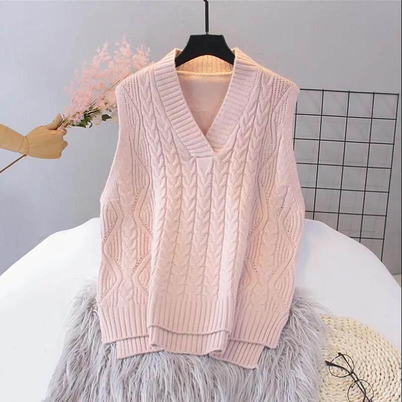 Pulloverweste Damen Strickpullover Frühling und Herbst Lose Koreanische Version des neuen wilden Lazy Style Ärmellose Student Oberbekleidung Weste XXL gray