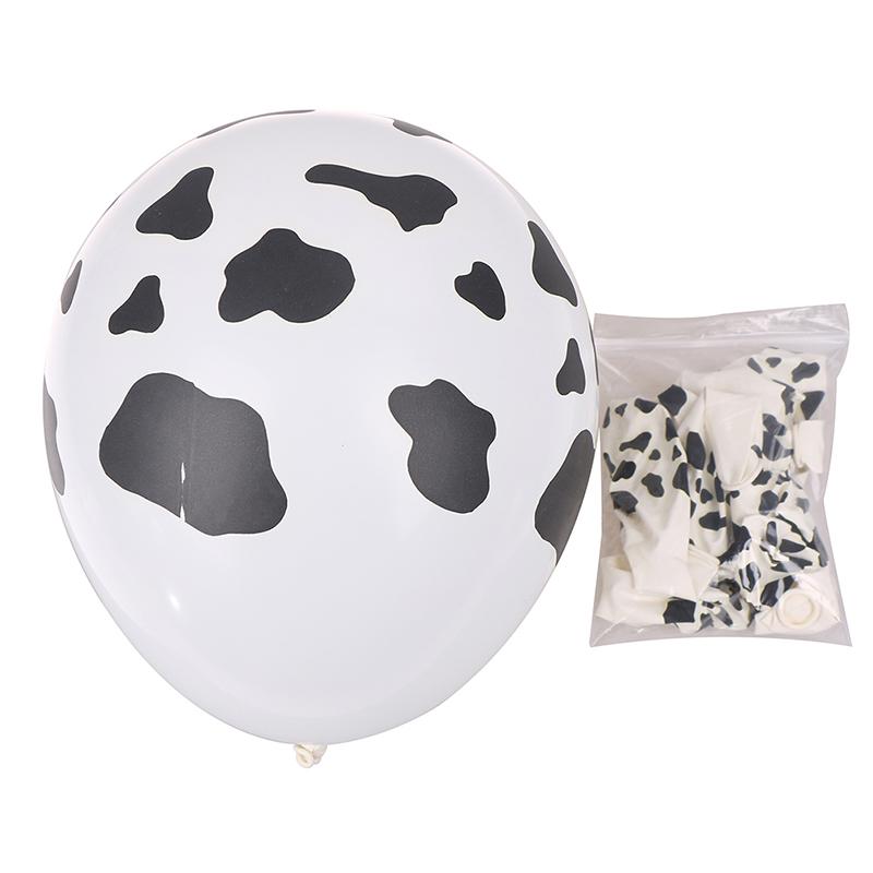 10 st 12 tums Latexballonger med Ko-tryck för Cowboy Cowgirl Westernfestinredning