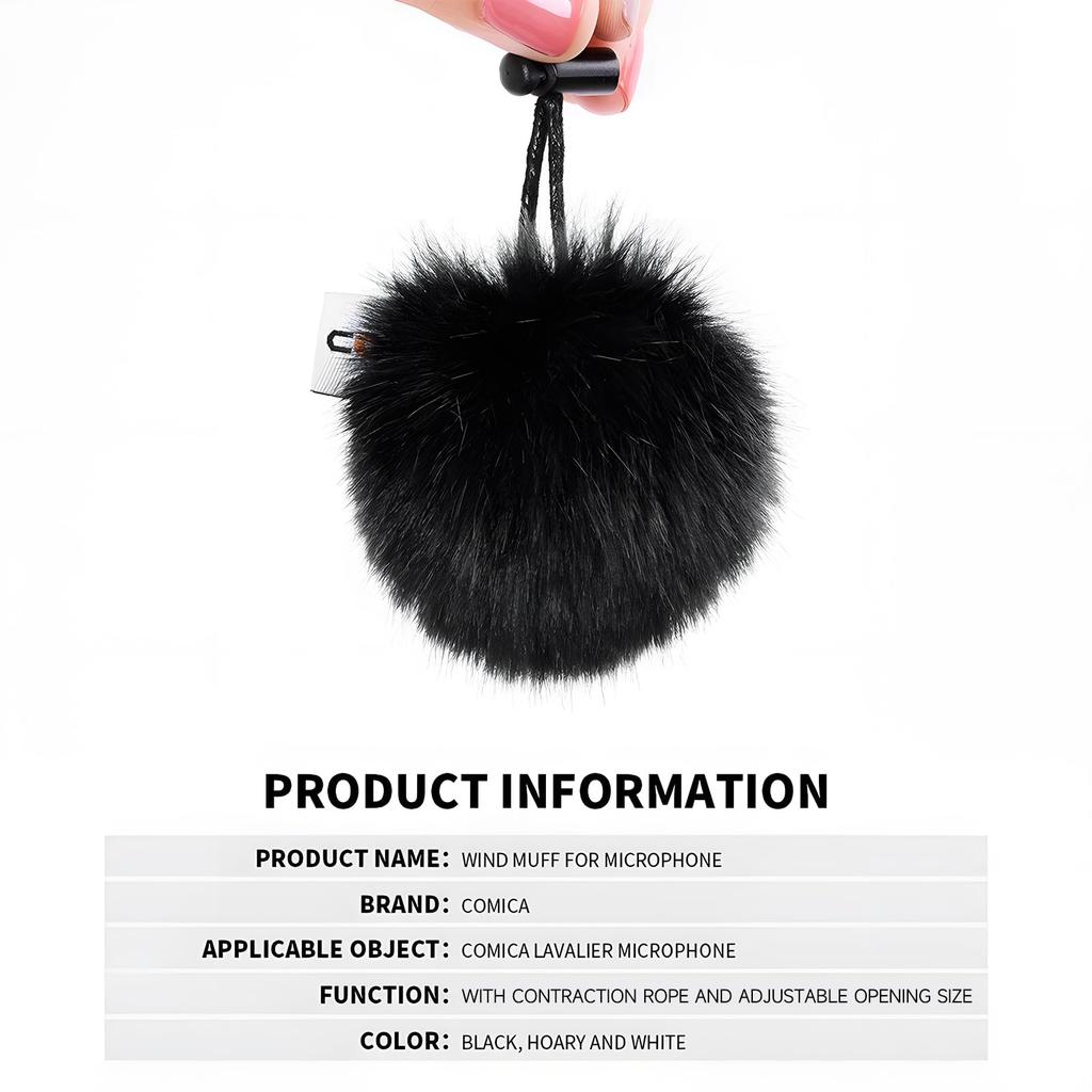 Lapel Microphone Windscreen COMICA Lapel Adjustable Outdoor Fur Mini Microphone Accessory [3-Pack, Black] Windscreen, Anti-Drop, Size, Clip-on