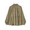 Olive Green Loose Fit Pleated Drop Shoulder Shirt with Roll-Up Sleeves, Beige & Yellow Options