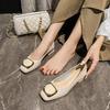 Womens Spring Fairy Style 2025 Chunky Heel Leather Shoes Soft Lowcut Medium Heel Plus Sizes 4143